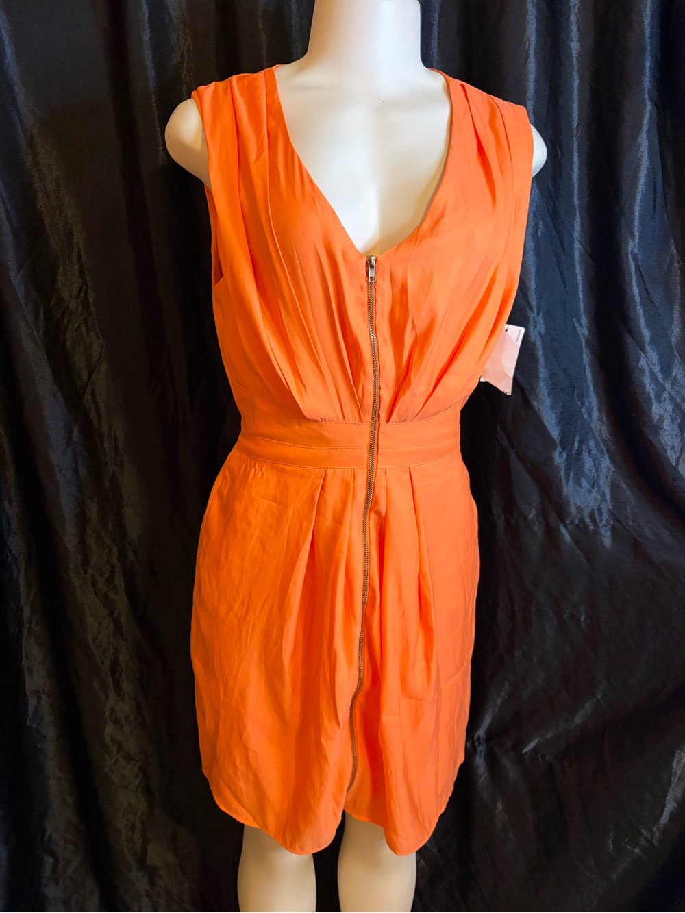 Bar III Bright Orange Zip-Front Mini Dress
